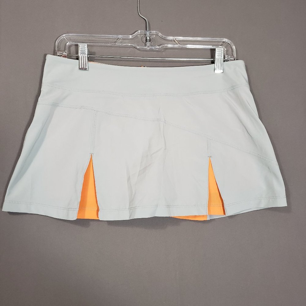Bolle Tech Women's pleated Tennis Golf Mini skort/Skirt Lined Gray Orange, Small
